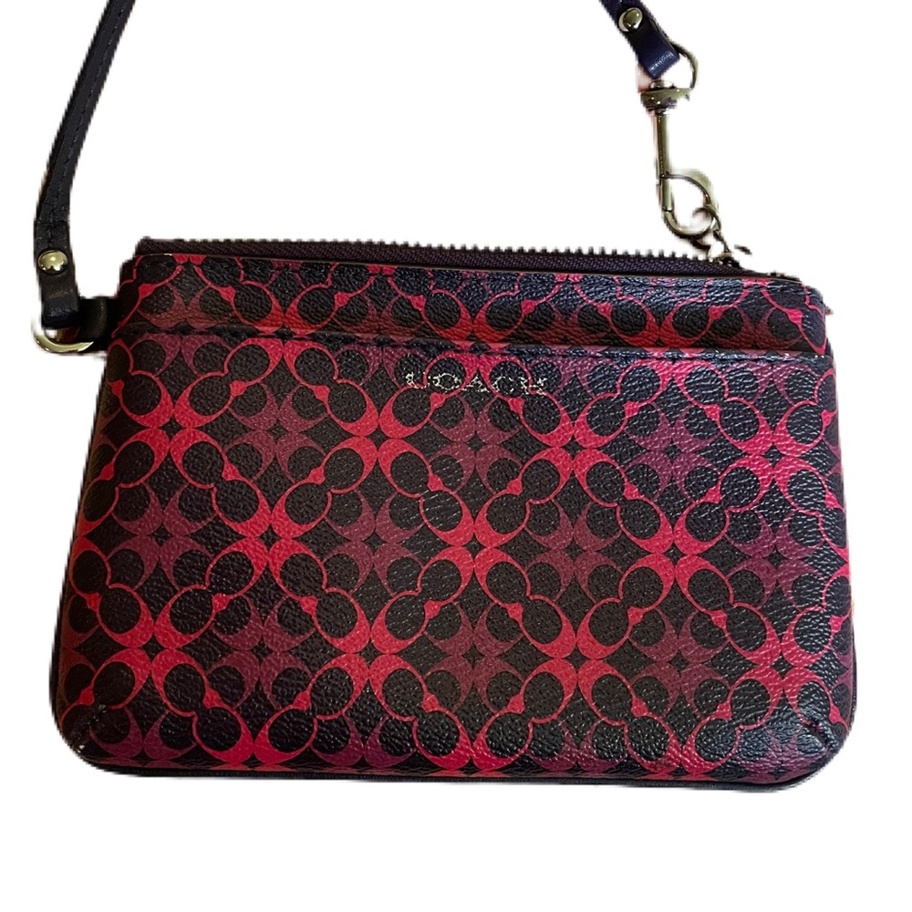 Coach navy/pink patterned wristlet
